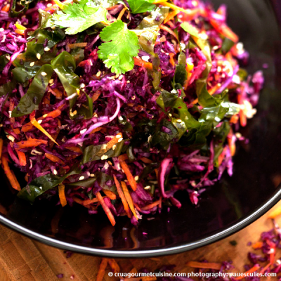 Colorful Cabbage Salad with Sea Lettuce