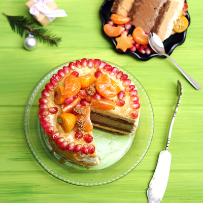 Persimmon Layer Cake With Fruit and Baobab Powder