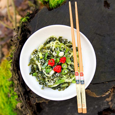 Seaweed Salad with Cucumber and Chlorella Dressing